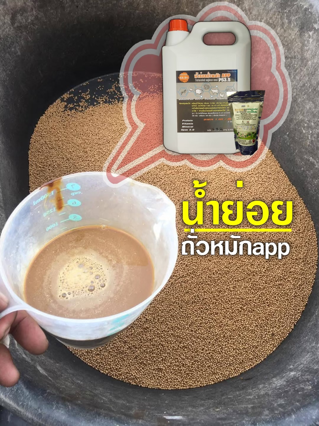 โปรตีนน้ำถั่วหมัก App 1 แกนลอน ผสมอาหาร  1 ตัน