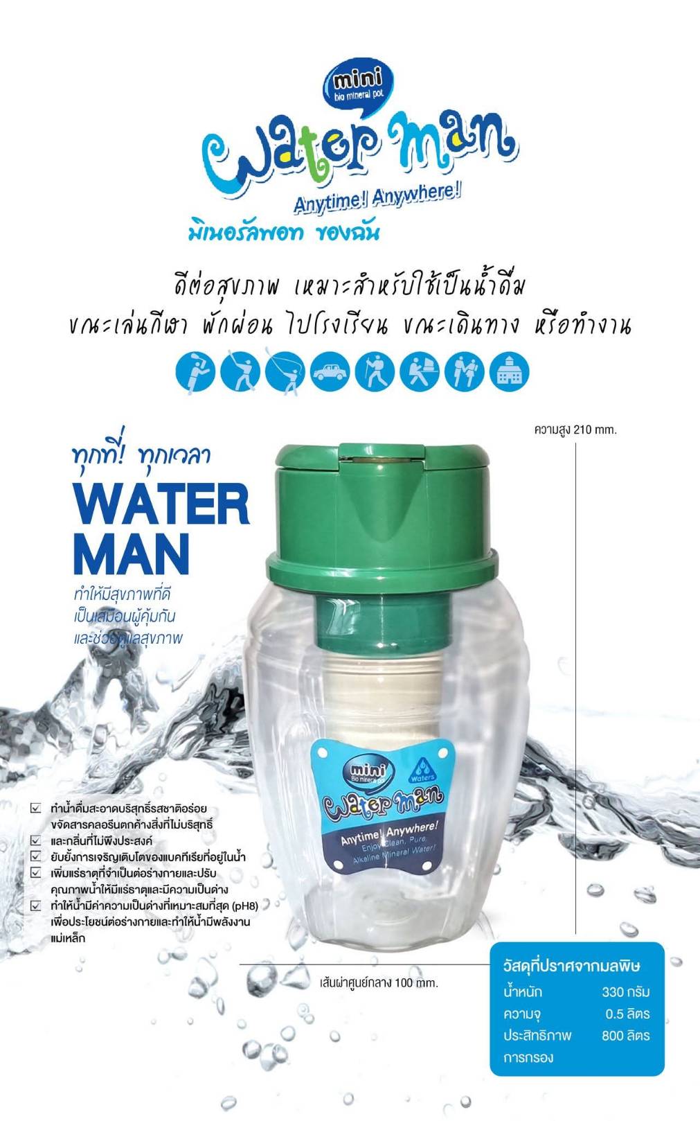 Waters Man  Mini Bio Korea เครื่องทำน้ำแร่อัลคาไลน์ สำหรับดื่ม จากน้ำประปา
